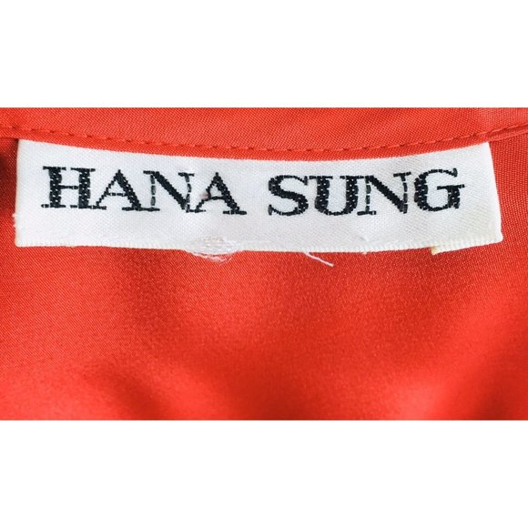 Vintage Y2K 90's Hana Sung Red Sateen Dolman Sleeve Blouse Size S/M - Picture 6 of 6